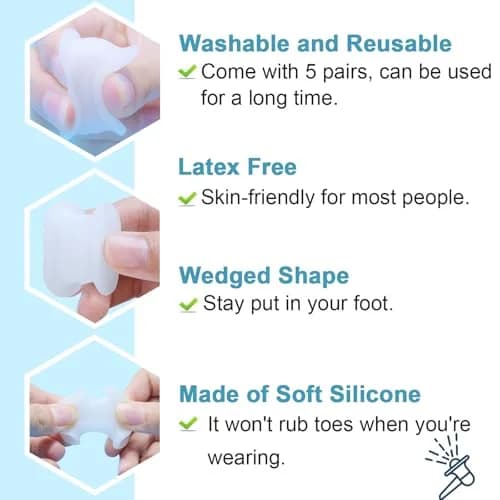 Povihome Gel Toe Spacers Separators Large 16 Pack (8 Pairs) | Bunion Corrector for Overlapping Toes thumbnail 4