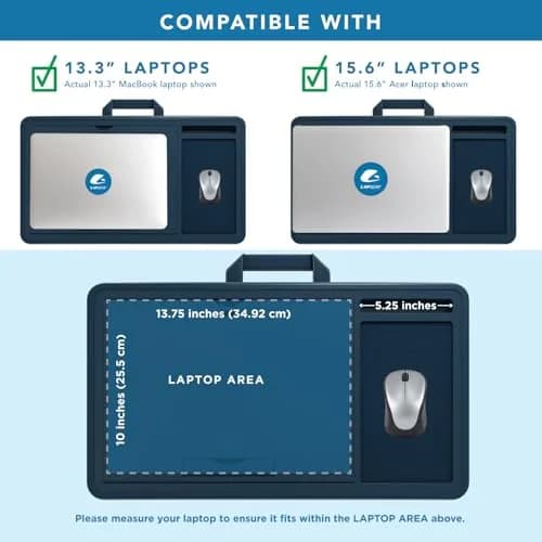 LapGear Ergonomic Pro Lap Desk with Cushion & Mouse Pad | Denim Blue, Fits 15.6" Laptops, 55.9 cm (22 in) thumbnail 3