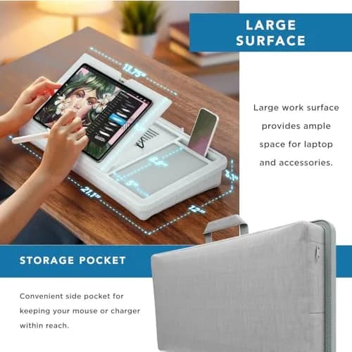 LapGear Ergonomic Pro Lap Desk Gray Fits 15.6" Laptops | 9-Height Adjustable with Mouse Pad & Storage thumbnail 5