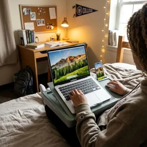 LapGear Ergonomic Pro Lap Desk Gray Fits 15.6" Laptops | 9-Height Adjustable with Mouse Pad & Storage thumbnail 6