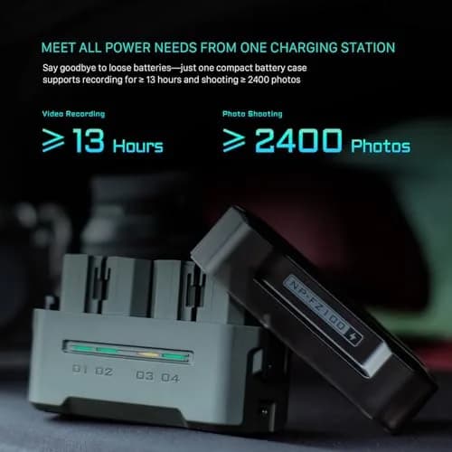 Tilta NP-FZ100 Portable Charging Station (4-Battery Kit) Green | 45W PD Fast Charging, Works with Sony FX3, A7 IV, A6700 thumbnail 6