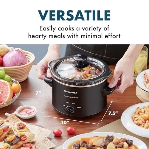 Elite Gourmet MST-250XBX Electric Ceramic Slow Cooker 1.5 Qt Black | Compact & Versatile thumbnail 7