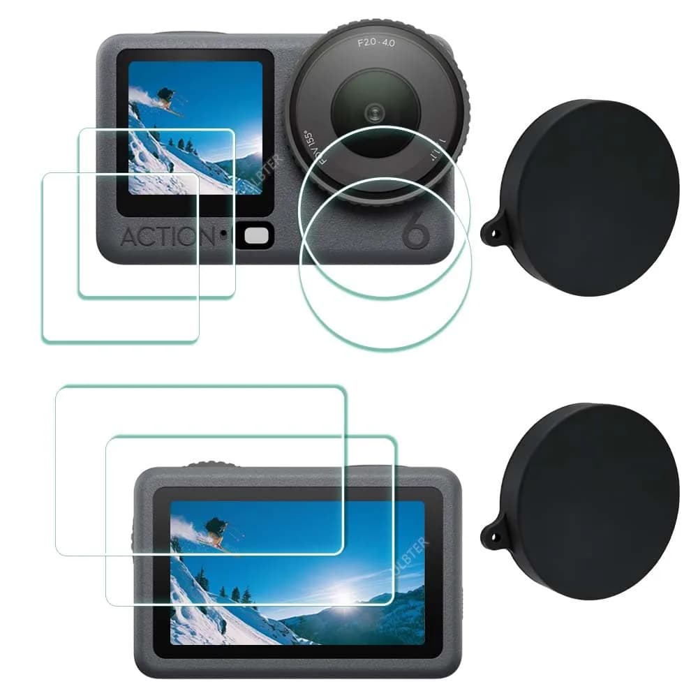 ULBTER Screen Protector for DJI OSMO Action 3 + Lens Cap Cover | 9H Tempered Glass & Dust-Resistant (70-120 chars) — Action 6