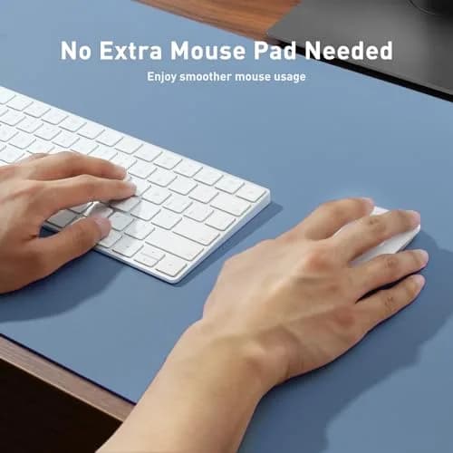 Aothia Faux Leather Desk Mat - Non-Slip PU Leather Desk Blotter, Waterproof Writing Surface, Large Desk Pad for Office & Home (Denim Blue, 140cm x 43cm) thumbnail 4