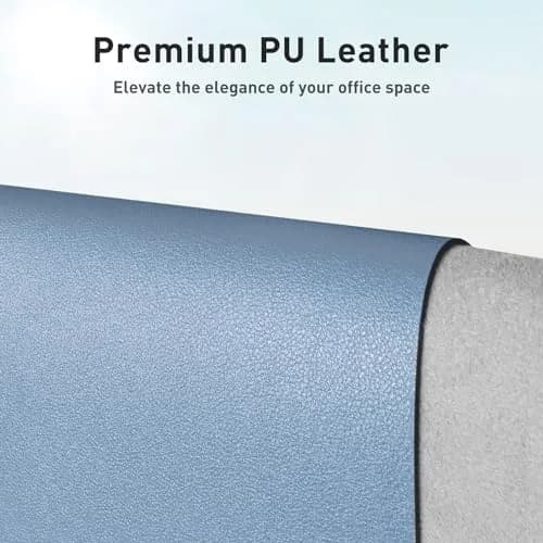 Aothia Faux Leather Desk Mat - Non-Slip PU Leather Desk Blotter, Waterproof Writing Surface, Large Desk Pad for Office & Home (Denim Blue, 140cm x 43cm) thumbnail 2