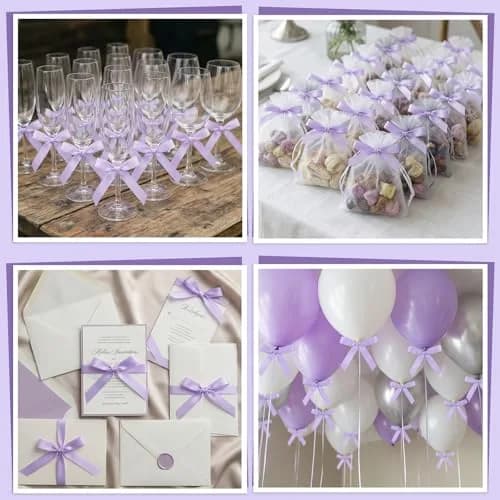 NatNarr Light Purple Bow Cake Toppers, 30 Pack Ribbon Bows for Cake Decorations | Handmade Polyester for Parties thumbnail 7