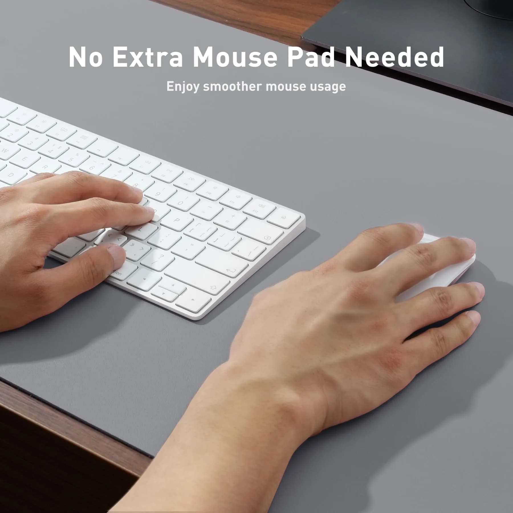 Aothia Faux Leather Desk Mat Light Grey 55" x 24" | Protects Your Desk with Professional Style thumbnail 4