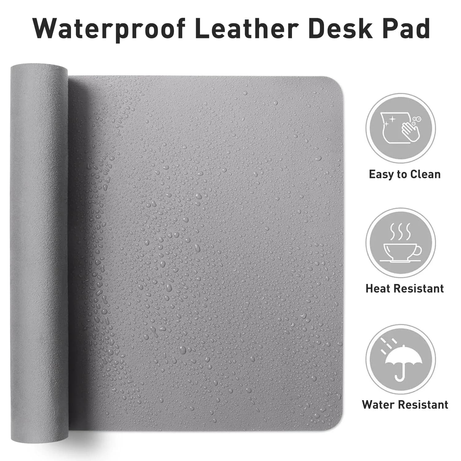 Aothia Faux Leather Desk Mat Light Grey 55" x 24" | Protects Your Desk with Professional Style thumbnail 8