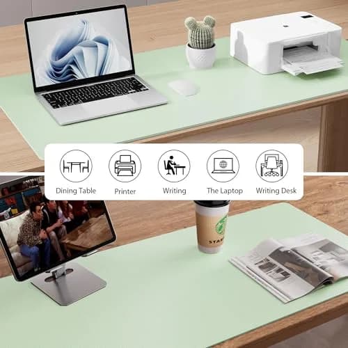 Aothia Faux Leather Desk Mat Aqua 140cm (55") x 43cm (17") | Smooth Writing Surface for Office & Home thumbnail 6