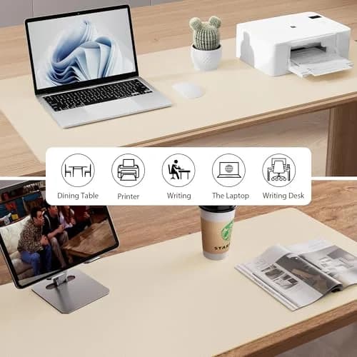 Aothia Faux Leather Desk Mat - Large Beige Blotter 140cm x 43cm (55" x 17") | Protects Desks from Scratches, Spills, and Heat thumbnail 6