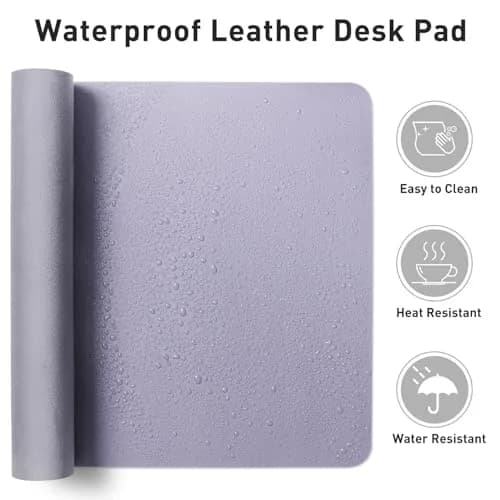 Aothia Faux Leather Desk Mat - Lavender, 55" x 24" | Protects Desks, Smooth Writing Surface thumbnail 7