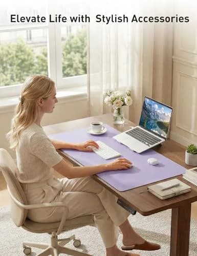Aothia Faux Leather Desk Mat - Lavender, 55" x 24" | Protects Desks, Smooth Writing Surface thumbnail 8