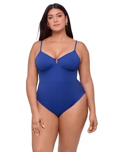 S3 Swim Women's Sculpting Corset Underwire One Piece Swimsuit, Indigo, Large | Supportive, Waist-Cinching Design thumbnail 1