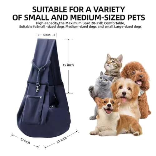 ARZQUT Dog and Cat Carrier Sling Bag | Dark Blue, 53cm (21") L x 30cm (12") W thumbnail 5