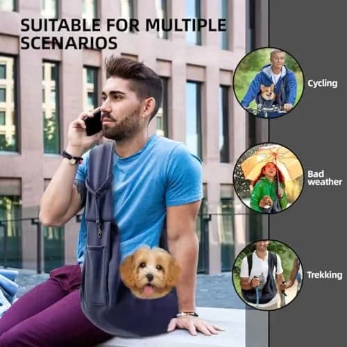ARZQUT Dog and Cat Carrier Sling Bag | Dark Blue, 53cm (21") L x 30cm (12") W thumbnail 2