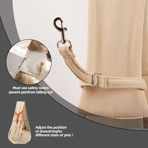 ARZQUT Small Pet Carrier Sling Bag with Storage Pocket & Safety Buckle, 53cm x 30cm (21" x 12") | Breathable Cotton for Cats & Dogs thumbnail 6