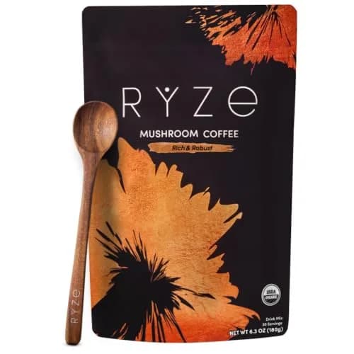 RYZE Mushroom Coffee Starter Kit Dark Roast, 252 g (8.8 oz) | 6 Adaptogenic Mushrooms, 90mg Caffeine, USA Import thumbnail 1