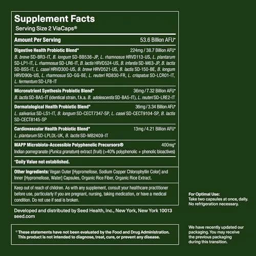 Seed DS-01 Daily Synbiotic 60 Count | 24 Probiotic + Prebiotic Capsules for Gut Health thumbnail 7