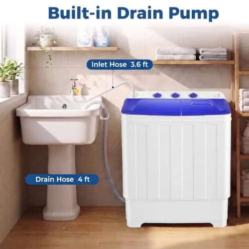 Nictemaw Portable Washing Machine, 30Lbs Capacity Twin Tub with Drain Pump | Compact Laundry for Apartments & RVs thumbnail 4