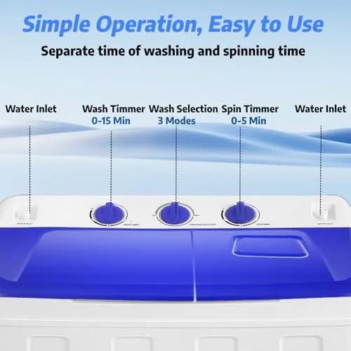 Nictemaw Portable Washing Machine, 30Lbs Capacity Twin Tub with Drain Pump | Compact Laundry for Apartments & RVs thumbnail 5