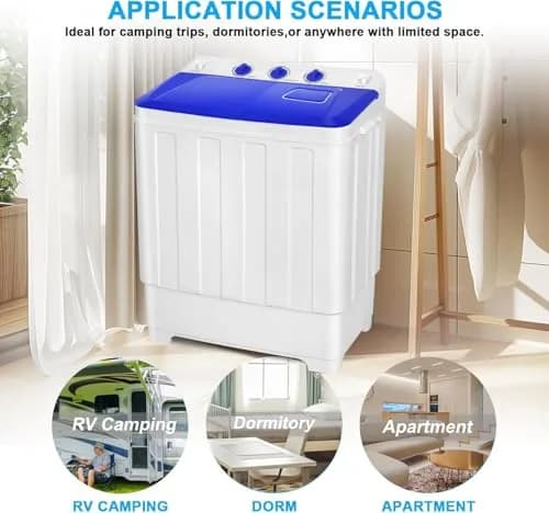 Nictemaw Portable Washing Machine, 30Lbs Capacity Twin Tub with Drain Pump | Compact Laundry for Apartments & RVs thumbnail 7