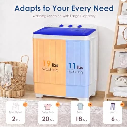 Nictemaw Portable Washing Machine, 30Lbs Capacity Twin Tub with Drain Pump | Compact Laundry for Apartments & RVs thumbnail 2