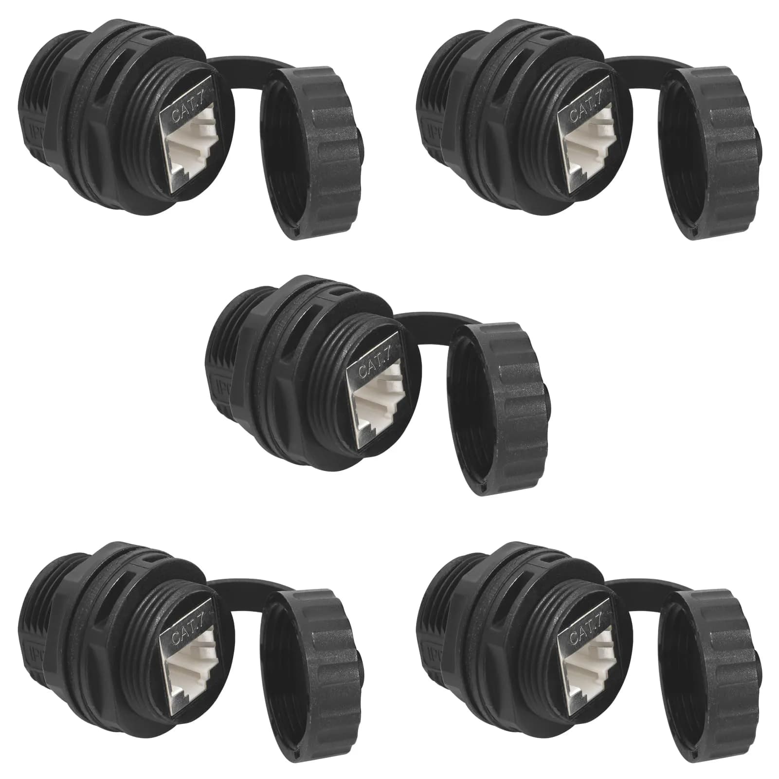 ANMBEST 5PCS CAT7 Panel Mounting Shielded RJ45 Waterproof Connector, 10Gbps 156mm (5.15in) | IP68 Rated for Industrial Outdoor Networks