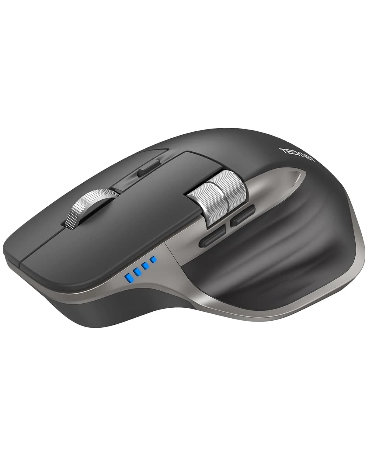TECKNET Wireless Mouse, 3-Device Bluetooth Rechargeable Ergonomic Optical Mouse with Side Scroll & 6-Level DPI, Grey - main product image