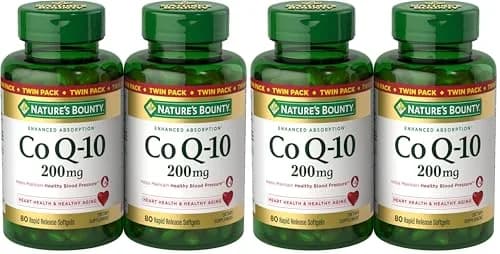 Nature's Bounty CoQ10 200 mg Softgels & Cellular Energy Support, 160 Count (Pack of 4) thumbnail 1