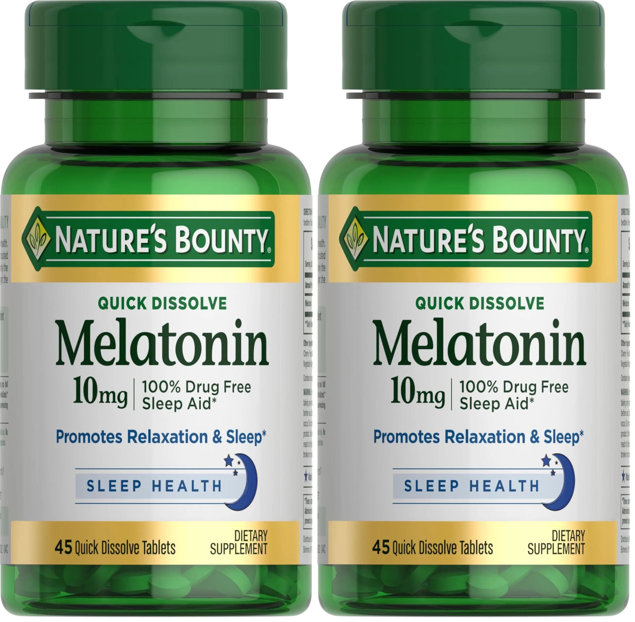 Nature's Bounty Melatonin 10mg Quick Dissolve Tablets Cherry Flavor | 90 Tablets (Pack of 2) - main product image