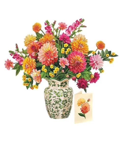 Freshcut Paper Dahlia Sunrise 3D Pop Up Card 14.5 Inch | Greeting Card for Birthdays, Mother's Day, Thank You, Gifts for Mom - main product image