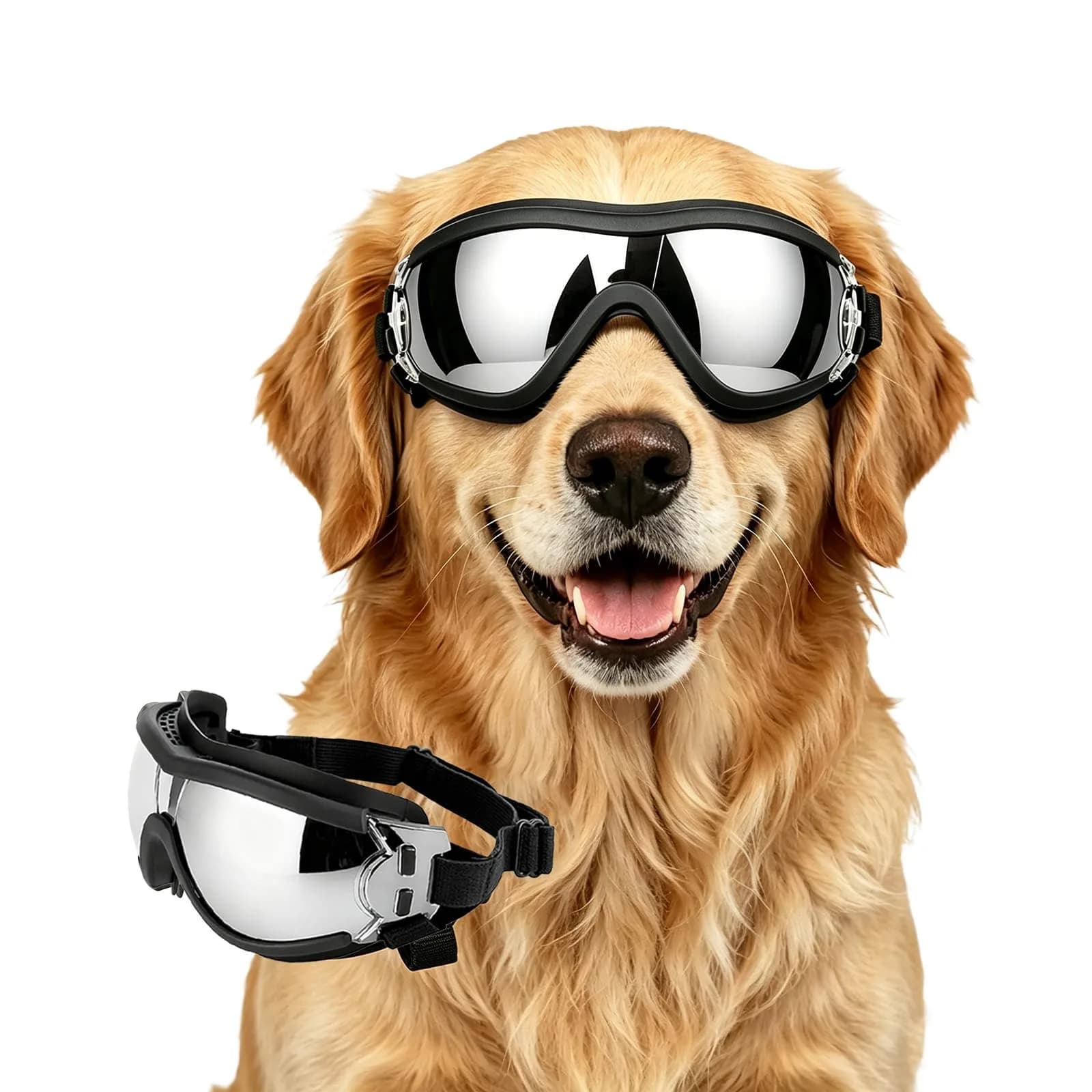 Enjoying Jet Black Dog Goggles for Large Breeds with UV Protection