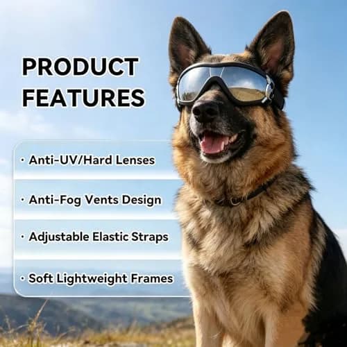 Enjoying Jet Black Dog Goggles for Large Breeds with UV Protection thumbnail 3