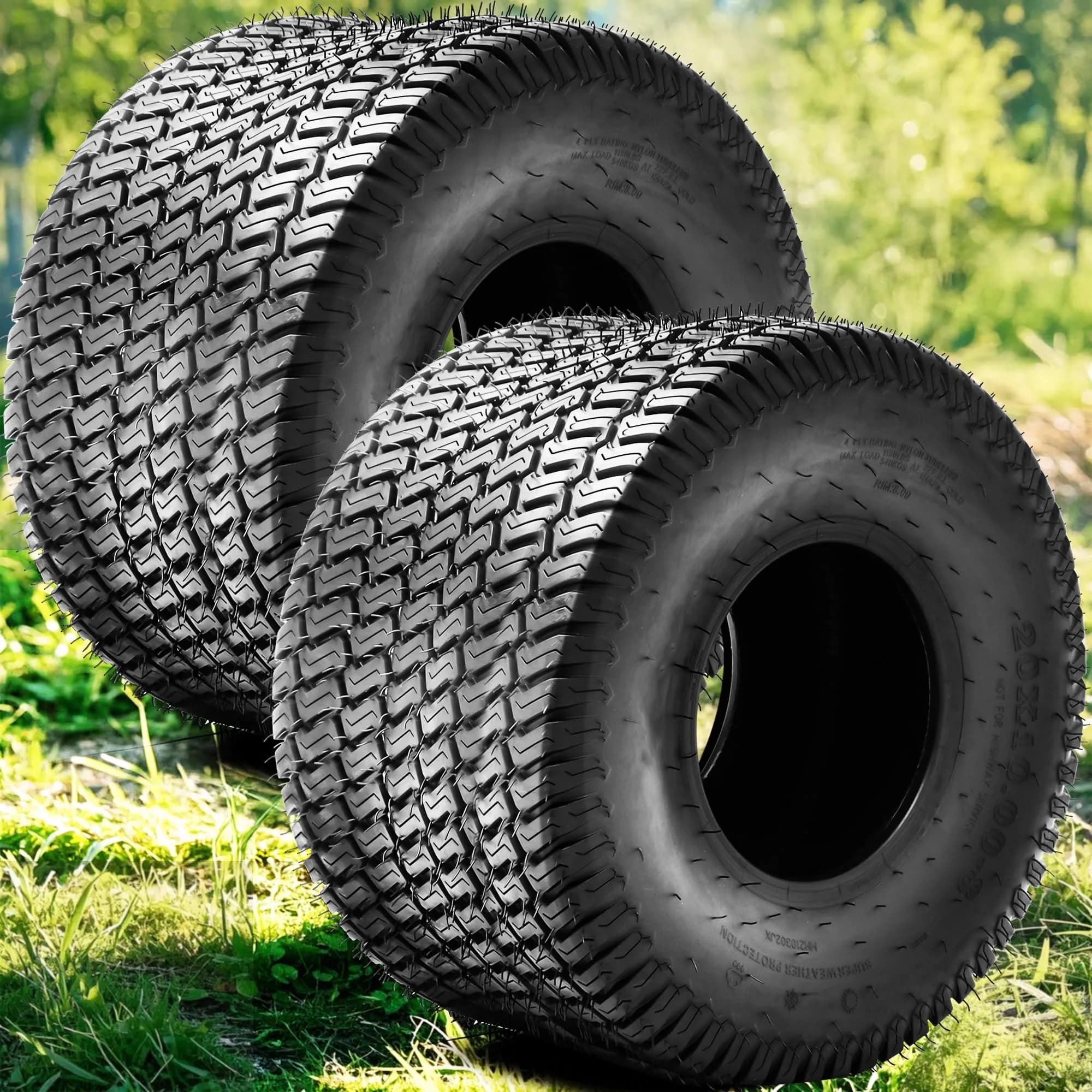YINTATECH 20x8-8 Lawn Mower Tires Set of 2, 4Ply Tubeless for Lawn & Garden Vehicles — 20X10-8