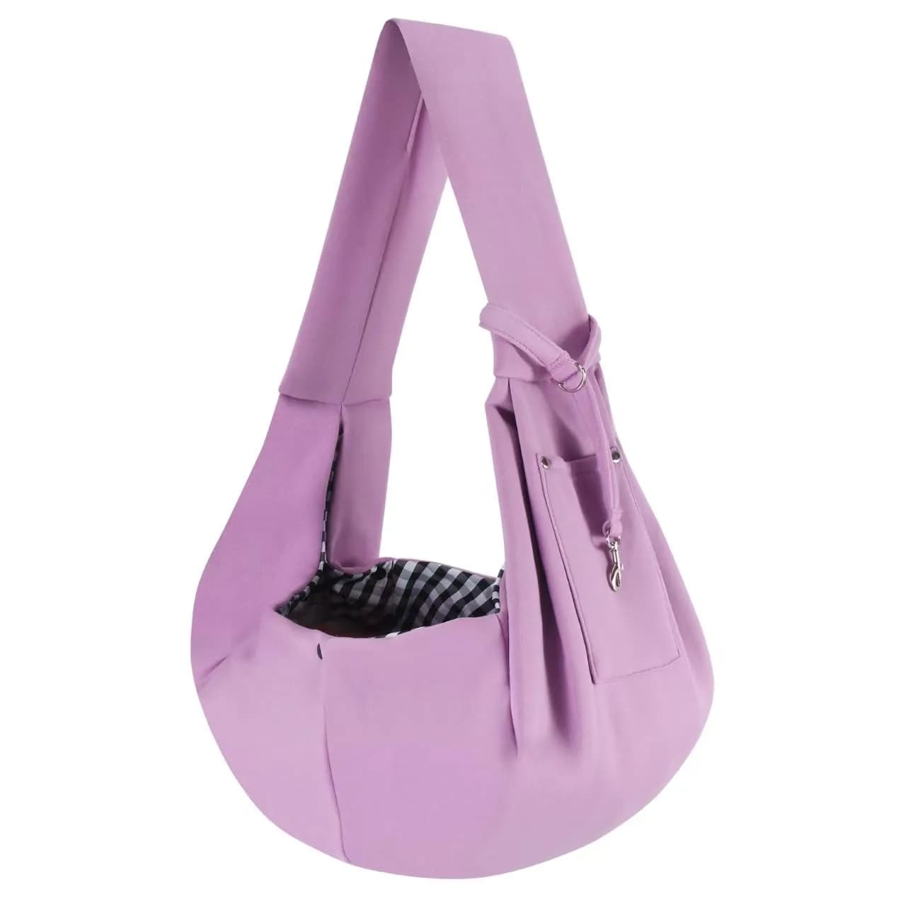ARZQUT Dog and Cats Carrier Sling | Small Pet Carrier with Storage Pocket, Reversible, Hand-Free, 21x12 inches, Purple