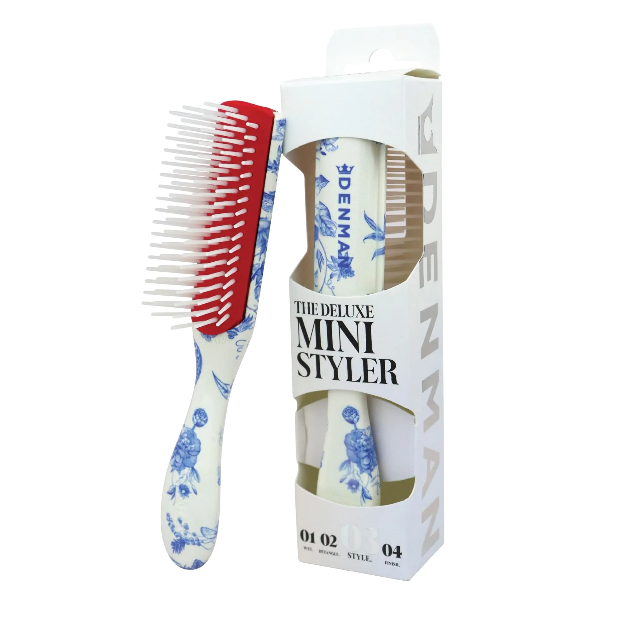 Denman D14 Curly Hair Brush 5-Row Styling Brush Black/Red | Detangles, Defines Curls, Smooths Frizz — Blue Belle