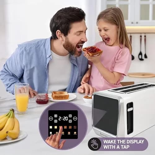 Nostalgia Inspirex Touch Screen Toaster - 4 Slice, White | 5 Bread Types & 6 Browning Levels thumbnail 4