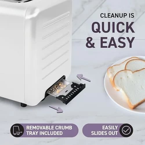 Nostalgia Inspirex Touch Screen Toaster - 4 Slice, White | 5 Bread Types & 6 Browning Levels thumbnail 9