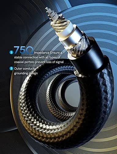 VIOY 100 FT Coaxial Digital Audio Cable RCA Male to Male Subwoofer Cable | HiFi 5.1 SPDIF Stereo Sound thumbnail 5