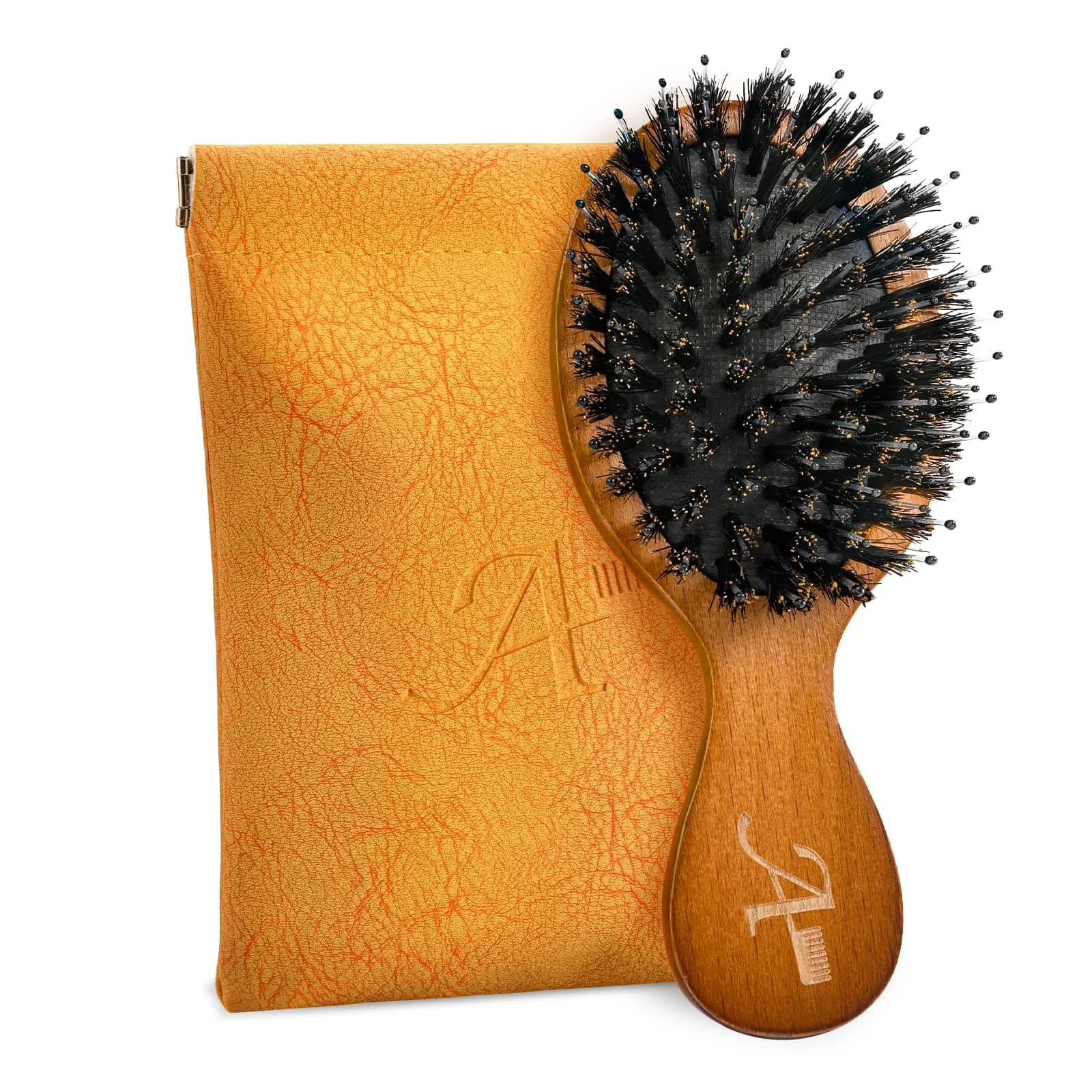 Ancable Travel Folding Hair Brush, Mini Boar Bristle Hair Brush 5.6 inches (1.79 oz) | Detangles & Adds Shine - main product image