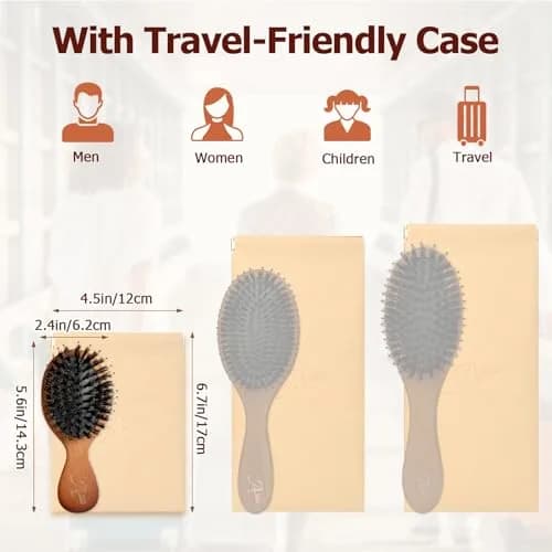 Ancable Travel Folding Hair Brush, Mini Boar Bristle Hair Brush 5.6 inches (1.79 oz) | Detangles & Adds Shine thumbnail 7