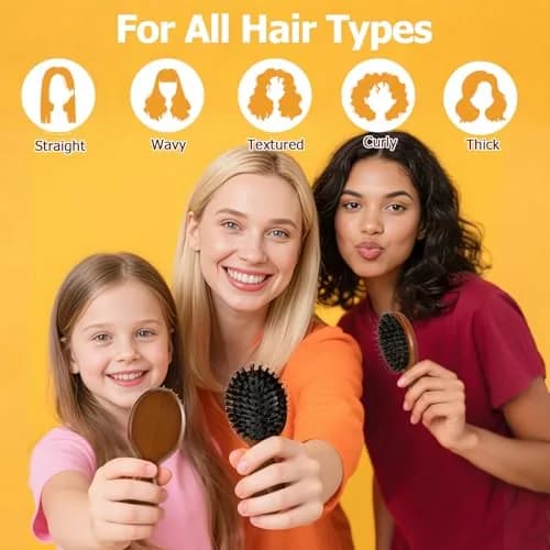 Ancable Travel Folding Hair Brush, Mini Boar Bristle Hair Brush 5.6 inches (1.79 oz) | Detangles & Adds Shine thumbnail 2