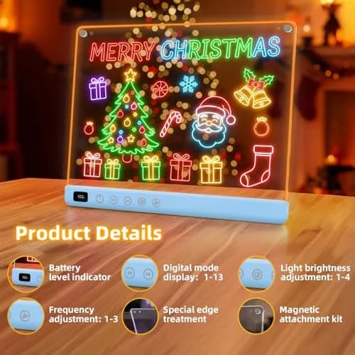 LUMIBOARD LED Drawing Board 13 Light Effects 36.8cm x 27.9cm (14.5" x 11") | Rechargeable Glow Doodle Tablet for Kids thumbnail 4