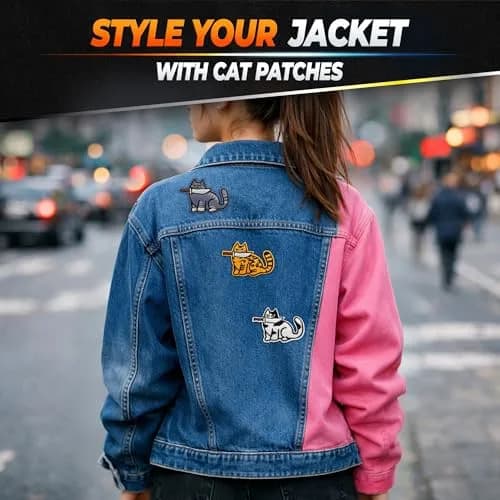 Reluen 8 Pcs Cat Iron-On Patches for Clothes, Embroidered 5.3 cm x 4.5 cm (2.52 x 1.76 in) | Cute Cartoon Cat Designs for DIY & Customization thumbnail 8