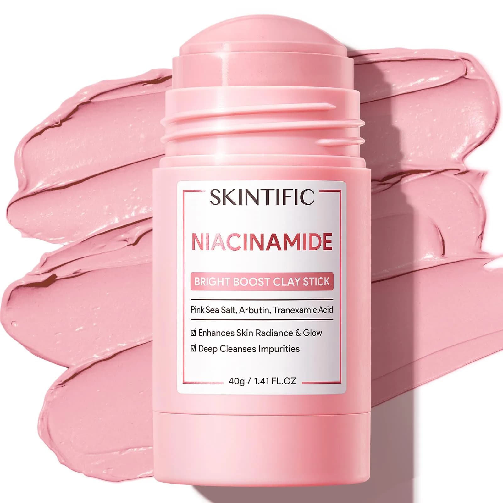 SKINTIFIC Mugwort Clay Stick Face Mask with Centella & Salicylic Acid | Calms Redness & Pores, 40g (1.41 Oz) — Niacinamide Clay