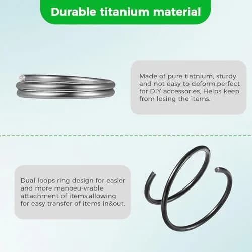FEGVE TC4 Titanium Small Split Key Rings, Jump Rings for Keys Jewelry DIY (20-Pack, Black+Silver) thumbnail 4