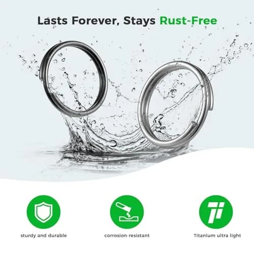 FEGVE TC4 Titanium Small Split Key Rings, Jump Rings for Keys Jewelry DIY (20-Pack, Black+Silver) thumbnail 3