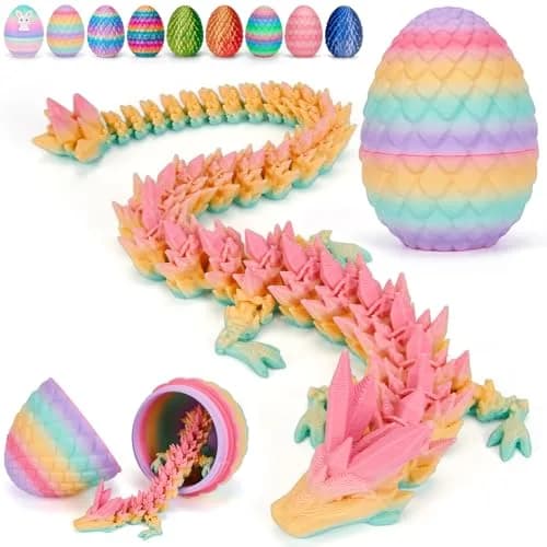 TBOLINE 3D Printed Dragon Egg with Articulated Crystal Dragon Toy, 12-inch Dragon Inside, Random Matte Candy Color thumbnail 1