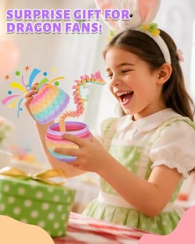 TBOLINE 3D Printed Dragon Egg with Articulated Crystal Dragon Toy, 12-inch Dragon Inside, Random Matte Candy Color thumbnail 6