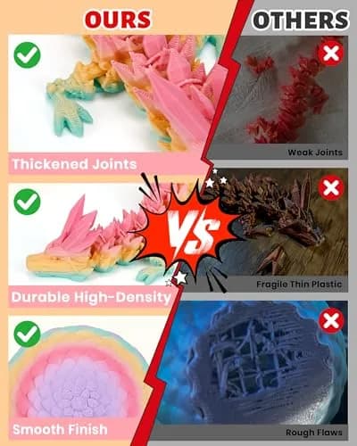TBOLINE 3D Printed Dragon Egg with Articulated Crystal Dragon Toy, 12-inch Dragon Inside, Random Matte Candy Color thumbnail 7